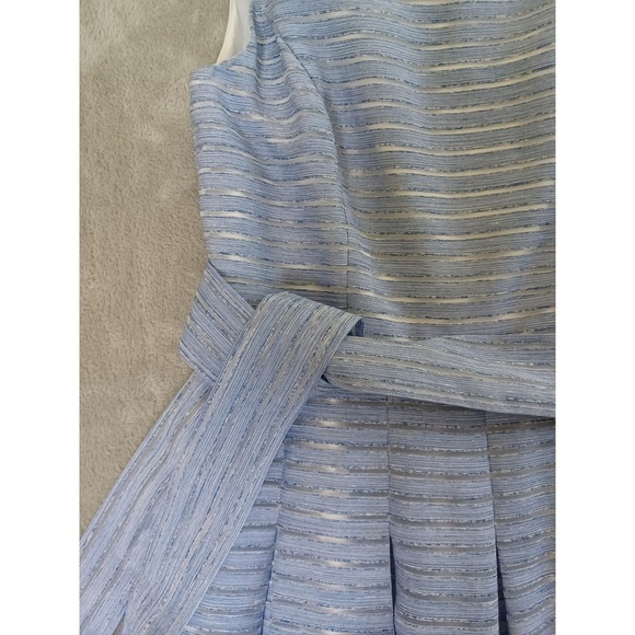 Tommy Hilfiger Dress Sz 6 Striped Pleated FitFlare Midi Periwinkle Wedding Guest - Picture 6 of 11